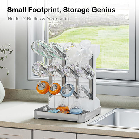Countertop GoMaihe Baby Bottle Drying Rack: Space Saving Vertical Bottle Dryer Holder - Baby Accessories Storage Stand