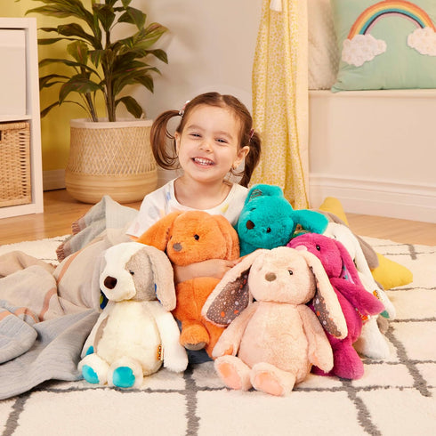 B. toys 12-Inch Plush Bunny - Super Soft Stuffed Animal, Washable Rabbit Toy for Babies, Toddlers, Kids - Coral Cutie