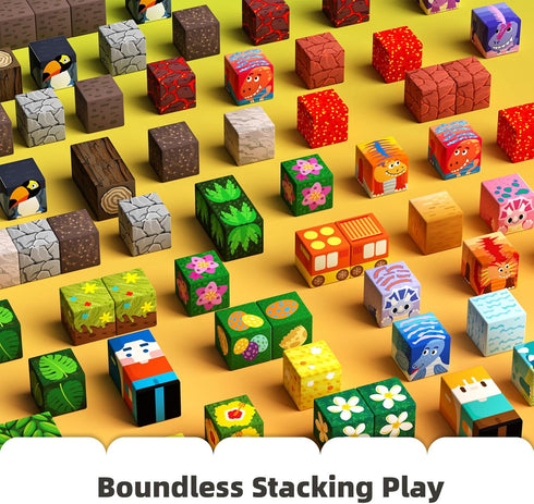 126PCS Playset, GobiDex Magnetic Blocks Build Dinosaur MagWonder with Building Pretend Play Toys, STEM Montessori