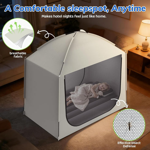 Home(52.4 Inch) Inflatable Toddler Travel Bed with Tent Portable Toddler Bed with Hand Pump-Toddler Blow Up Mattress