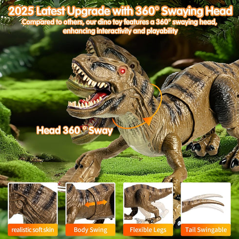 Lozadia 360 3-5 5-7 8-12+ Remote Control Dinosaur Toys for Kids, Large Robot Dinosaur Toys with Swaying Head & Spray