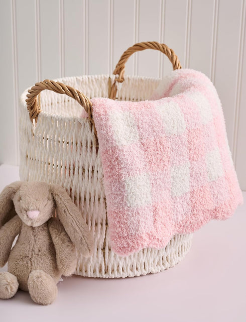 Mud Pie Children's Pink Gingham Chenille Blanket