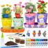 RGBDOT Kids Gardening Set Paint and Plant Stoneware Flower Gardening Kit with 4