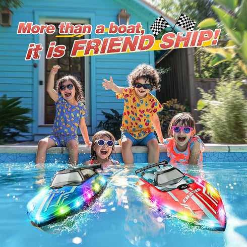 2.4Ghz 8-12,Toy JOI MEW RC Boat for Kids with LED Lights, Remote Control Racing Boats for Water Boat for Pools & Lakes