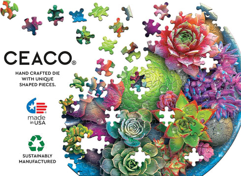 Ceaco - A Circle of Succulents - 500 Piece Round Jigsaw Puzzle
