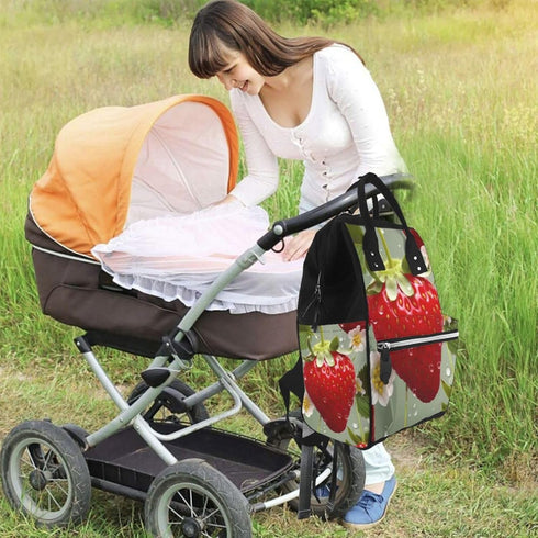 KHIRY Backpack Mummy Backpack Diaper Bag Nappy Baby Bag Lovely Strawberry Multifunction Changing Bags for Travel