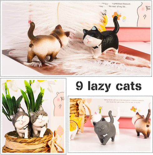 9PCS Realistic Cat Figurines Toy Set, Educational Kitty Figures, Christmas Birthday Gift for Cat Lovers