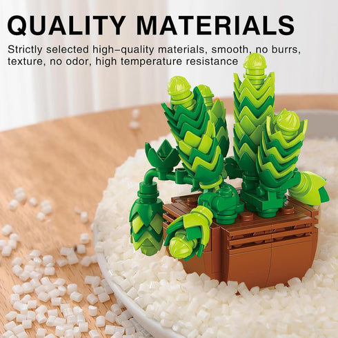 10 Pack Set 990 Sawaruita Succulent Mini Plant Building Blocks for Adults - Pcs Flower Botanical Collection Home Office