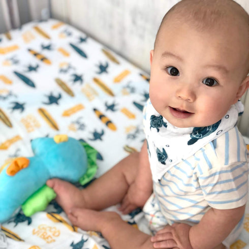 Surf-Themed Muslin Crib Sheet by Bebe au Lait