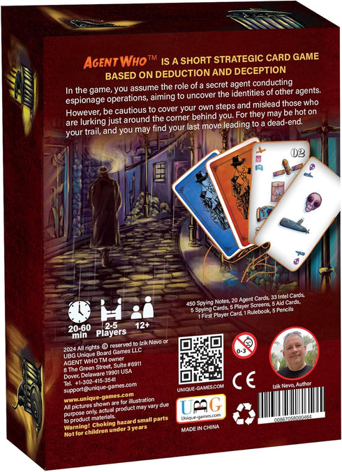 AGENT WHO? Social Mini Party Game Based on Deduction and Strategy | 2-5 Players | Perfect for Family, Friends, and Game Nights | 20-60 Min | Great as a Filler Game