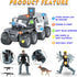 Police Car Toy, 8x8 Friction Powered with Light, Sounds, Openable Doors, Military Policeman & Dog for Boys 3-8