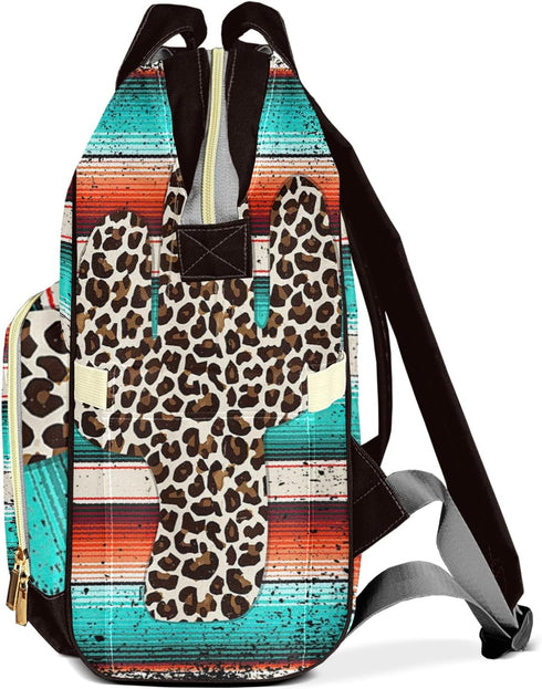 SunFancyCustom Funny Leopard Cactus Cute Diaper Bag Baby Nappy Bag Daughter Multi-Function Custom Baby Bag Picnic