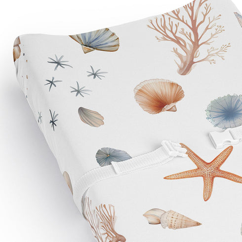 Sweet Jojo Designs Ocean Seashells Boy or Girl, Gender Neutral Baby Changing Pad Cover Sheet Infant, Newborn, Diaper