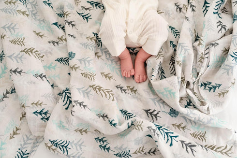 Miaoberry Forest Organic Muslin Swaddle Blankets for Baby Boy with Matching Hat and Wooden Hello World Newborn Sign |