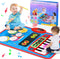 2-in-1 Musical Mat Toys - Piano Keyboard & Drum Set with 2 Drum Sticks for 1-5 Year Old Boys & Girls, Blue