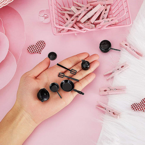 Sumind 20 Pcs Dollhouse Miniature Cooking Set, Pots and Pans 1/12 Scale Metal Stovetop Cookware for Dollhouse Decoration