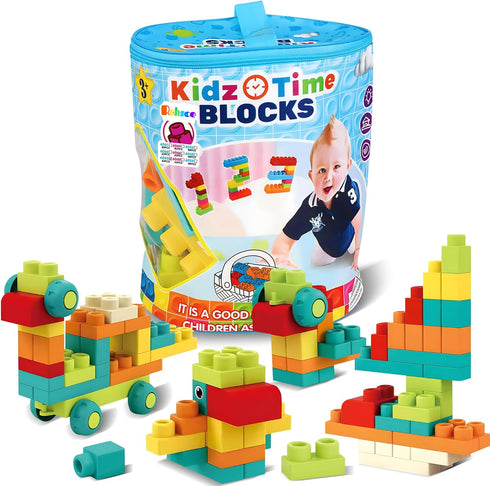 Soft Building Blocks STEM Montessori Toys, Large Construction Block Set with 42 Pieces and Storage for 12-18 Months