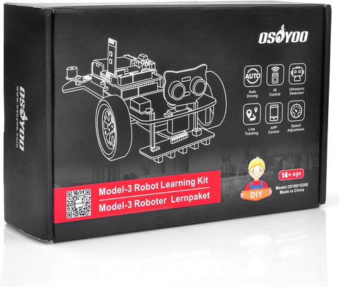 OSOYOO Model 3 Robot Car DIY Starter Kit for Arduino, Remote Control App, Educational Motorized Robotics, IOT Coding