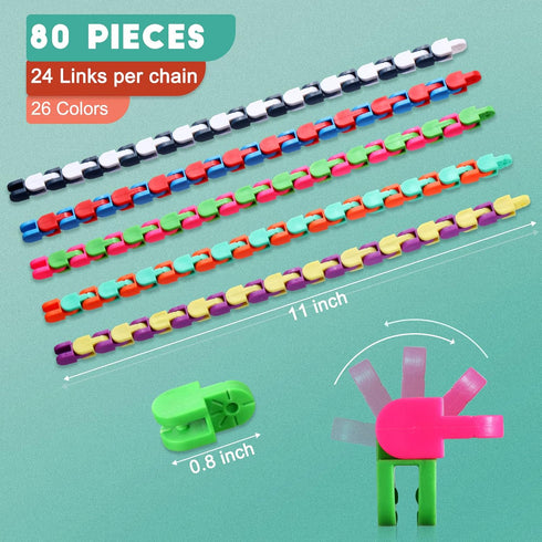 80 Packs Color(24 Yunsailing Wacky Tracks Snap Fidget Finger Sensory Snake Puzzles Bike Track Chain Toy Bulk Fidget