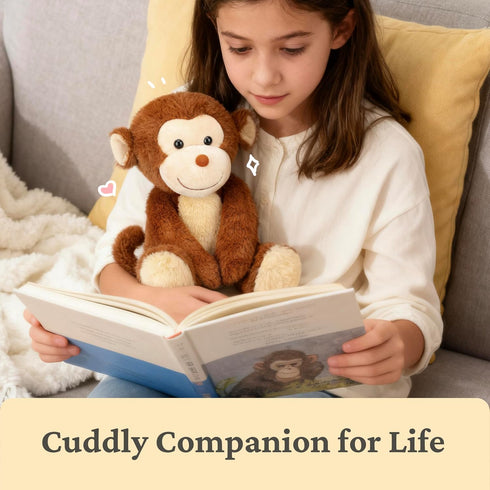 Toys,12.5" IKASA Monkey Stuffed Animals Plush Cute Plushie Soft Cuddly Plushy Fluffy Toy,Gifts for Family Kids Children