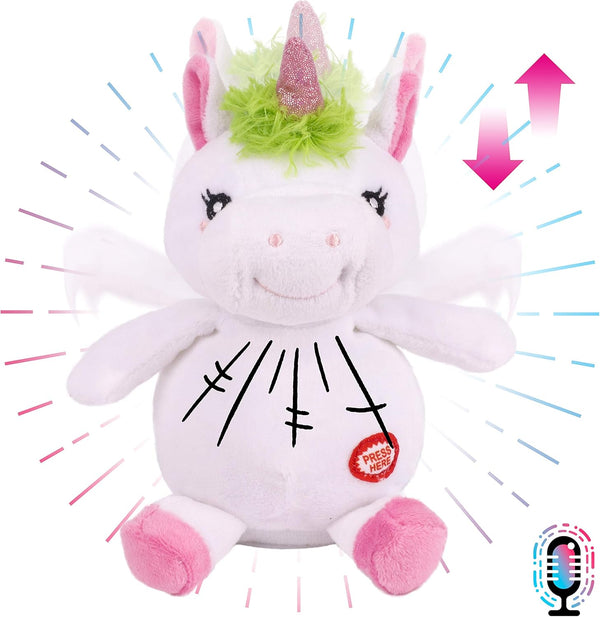 Hopearl Talking Unicorn, Nodding Electric Interactive Toy, Repeats What You Say, Plush Buddy for Toddlers, 7.5''