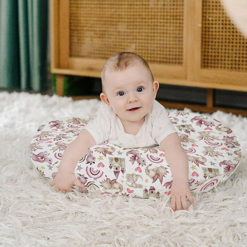 HawSkgFub Pink Purple Dragon Castle Nursing Pillow Cover for Baby Girls Shower Gift, Cute Flying Dragons Breastfeeding