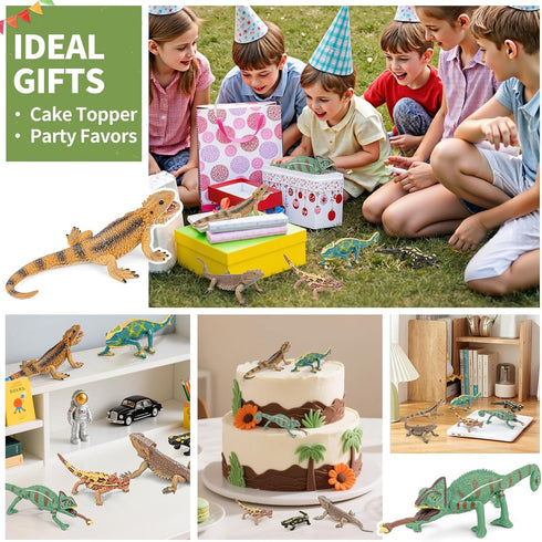 6PCS Large Lizard Figurines Rainforest Animal Toys, Realistic Plastic Reptile Animal Figurines, Includes Bearded