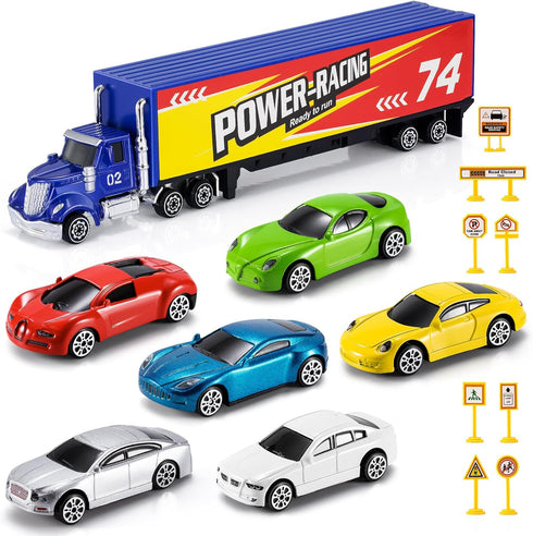 Toddler Car Toys for Boys Ages 3-6, Die Cast Racing Car Toys Set with Play Mat Gift for Kids