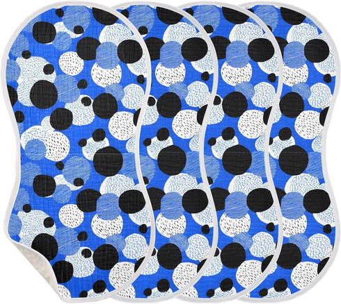Set 2, 22 11 Inch Muslin Baby Burp Cloths of Soft Absorbent Black White Dot Pattern Muslin Washcloths, Bibs, Face Towel