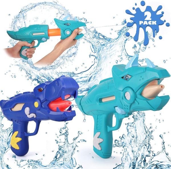 unanscre 2 Pack Dinosaur Water Blaster Soaker Gun - Dino Pump Action Squirt Gun for Kids, Long-Range Shooting Water Toys