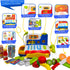 FUNERICA Toy Cash Register with Scanner, Microphone, Interactive Calculator, Grocery Food, Pretend Play Money