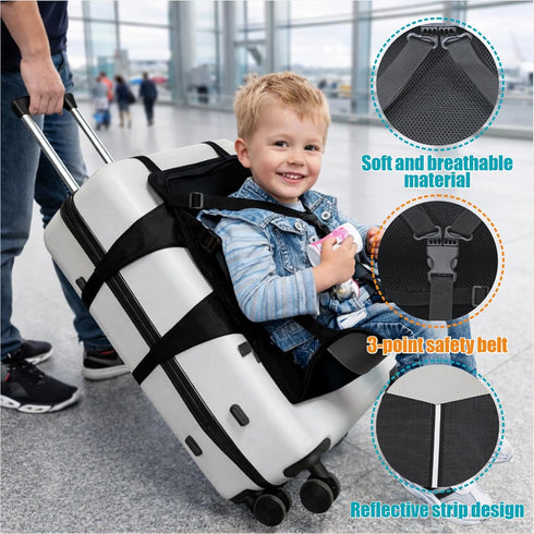 Kids Travel Seat for Suitcase, Portable Ride-On Luggage Seat Attachment for Toddlers, Child Carrier for Carry-On