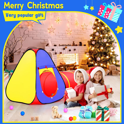Kids Play Tent with Ball Pit, Crawl Tunnel, and Castle Tent, Pop Up Playhouse for Boys and Girls Indoor and Outdoor