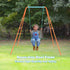 Set, 4 Sets HONEY JOY Metal Swing Frame Heavy Duty A-Frame Toddler Swing Stand with Belt Swing, Ground Stakes, Outdoor