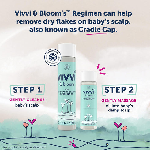 2-in-1 4 Oz VIVVI & BLOOM Gentle Baby Scalp & Body Massage Oil, Fast Absorbing Formula Ideal to Moisturize, for Massage