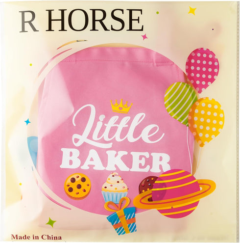 2Pcs Set, R HORSE Kid Apron And Chef Hat Adjustable Children Pink Baker Kitchen Apron, Dress up Role Play Chef Toy
