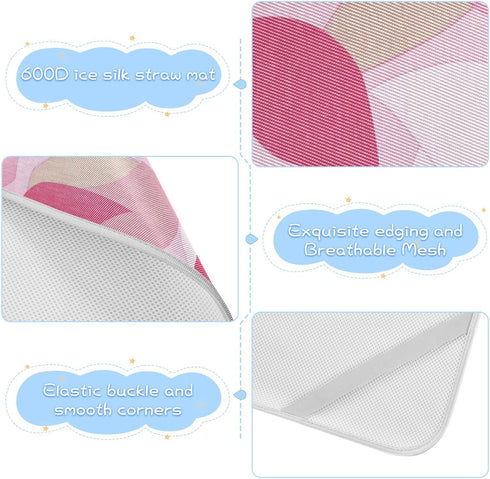 SyXIOP 28" 52" Henri Style Leaf Petal Colorful Cooling Baby Crib Mattress Cover x Absorbent Mattress Protector Pads