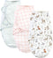 Hudson Baby Unisex Baby Quilted Cotton Swaddle Wrap 3pk, Enchanted Forest, 0-3