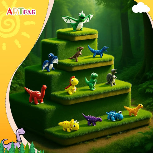 Kids,12 3-12 ARTPAR Air Dry Clay Kits,Dinosaur Modeling Magic Clay for Box Dinos DIY Art Crafts Kit,Safe & Non-Stick