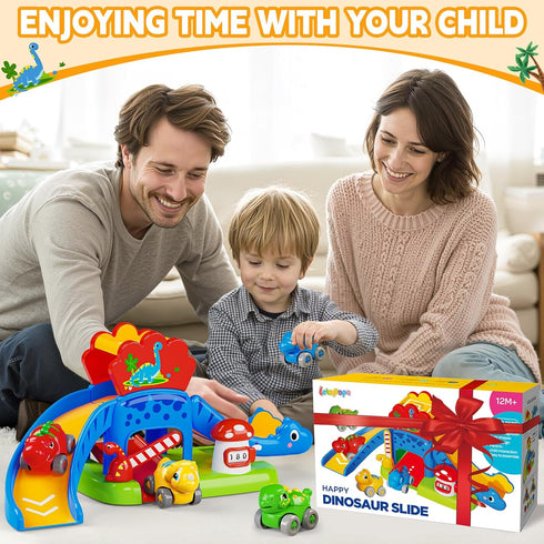 1 2 4 12-18 1-3 Toddler Toys Gifts for Year Old Kids, Educational Dinosaur Slide Toy with Cars for Months Baby, First