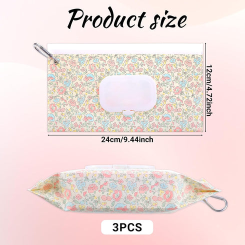 LIQWEI 3 Pcs Baby Wipes Dispenser, Travel Wipes Case Refillable Wet Container, Diaper and Wipe Pouch Portable Baby Wipe