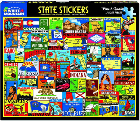 1000 Pieces Jigsaw Puzzle - State Stickers by White Mountain Puzzles