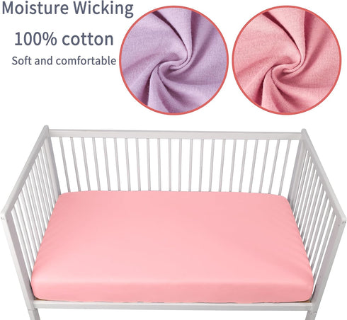 Girls,100% 2 Pack 28x52x8in GUNTAIL Crib Sheets for Boys Cotton Fitted Crib Sheet for Standard Crib and Toddler