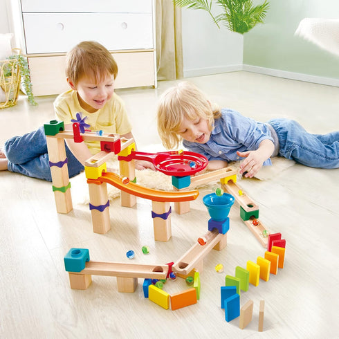 Set 81 3 Hape Marble Run Race Track | Wooden DIY Marble Run with Dominoes, STEAM Educational Learning Toy, Pieces