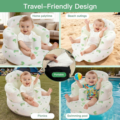 E1F1NN DOT 3-36 Inflatable Baby Seat for Babies Months, Blow Up Floor Chair with Built-in Air Pump & Spine Support