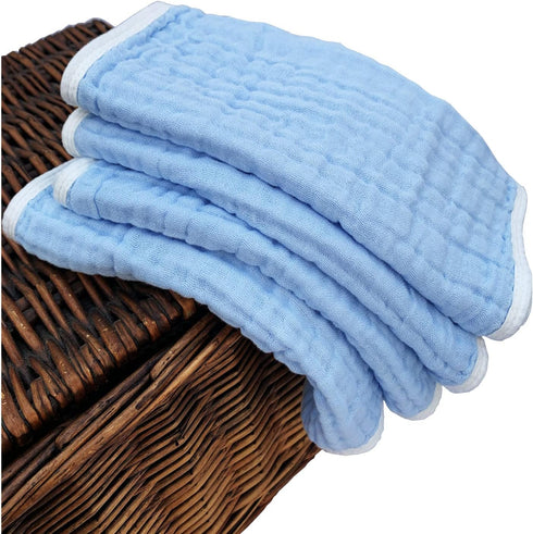 Synrroe Muslin Burp Cloths - Large 20 by 10 Inches, 100% Cotton, Extra Absorbent and Soft, 4 Pack Blue
