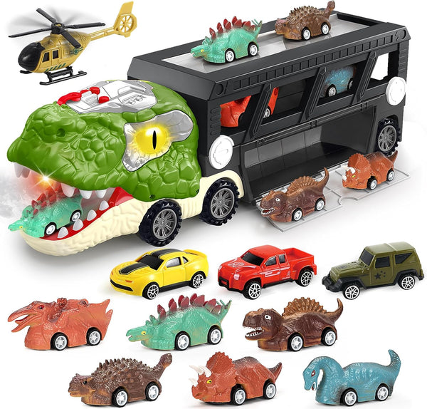 Dinosaur Toys for Kids 3-5, 5-7, Dinosaur Transport Carrier Truck with 10