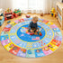6x6 Kids Rugs for Playroom - Soft & Non-Slip Feet Round Educational Rug for Learning ABC Alphabet, Numbers, Shapes