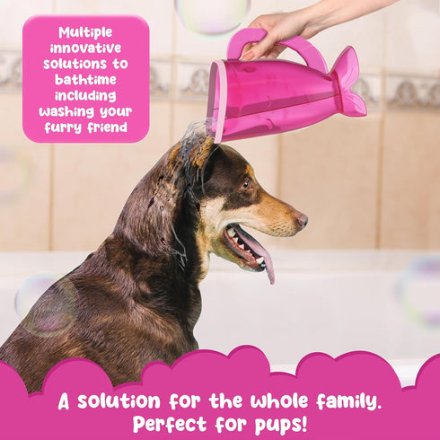Pink Baby Rinser Cup and Bath Pail - Non-Toxic, BPA-Free, Tear-Free Bathing Accessory for Kids