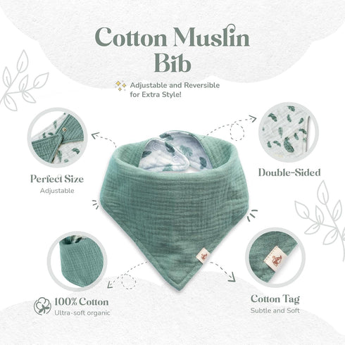 Mikito Organic Cotton Newborn Gift Box, Unisex Baby Gifts Including Muslin Lovey Comforter, Bandana Bib, Wooden Teether
